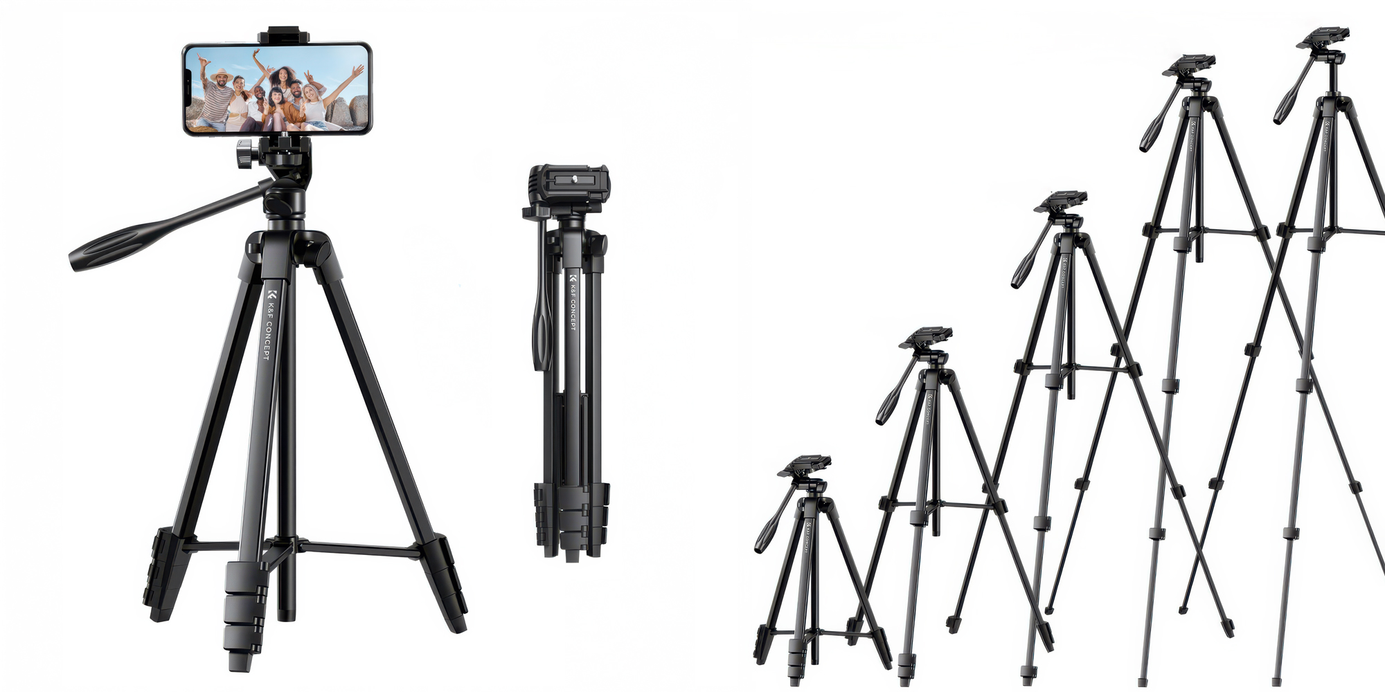 Statyw video K&F Concept S174A1 z uchwytem na telefon i pilotem - czarny